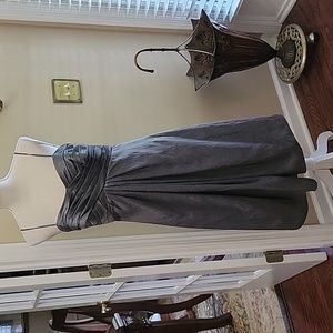 B2 dark gray/silver strapless/spaghetti strap evening dress empire waist 10 EUC…